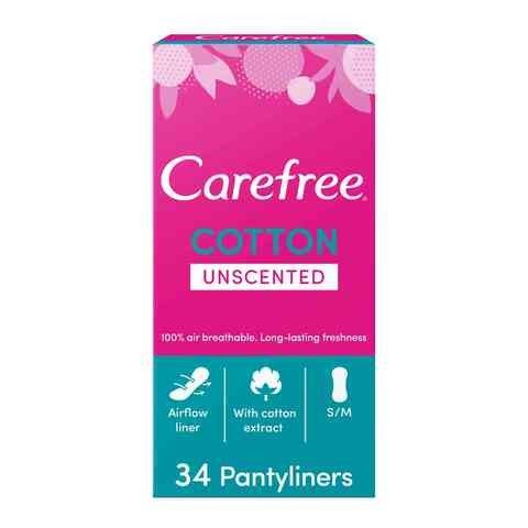 Carefree Cotton Unscented Breathable Sanitary Pads 34 Pads