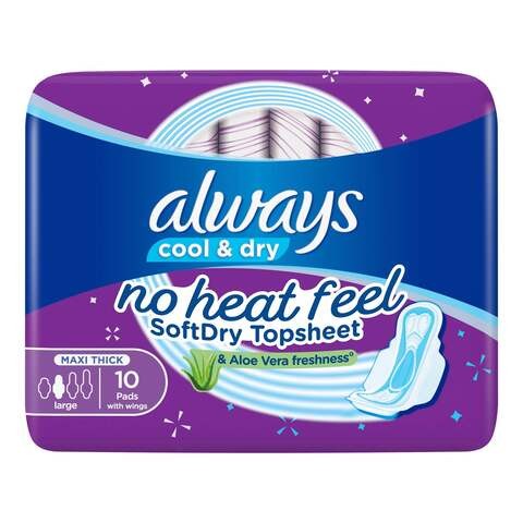 Always Maxi Thick Large Sanitary Pads With Wings 10 Pads