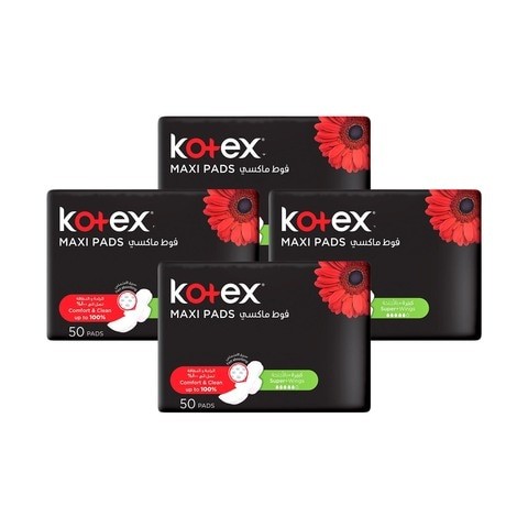 Kotex Maxi Sanitary Pads Large With Wings 50 Pieces