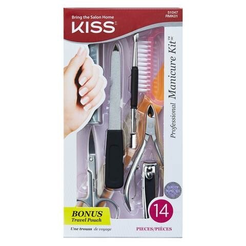 Kiss Manicure Set - Black and Silver, 14 Pieces