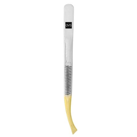 QVS Easy View Slant Tip Tweezers - Gold and Silver