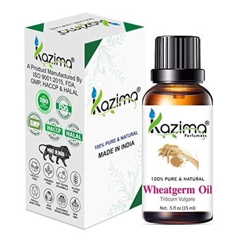 KAZIMA WheatGerm زيت ناقل مضغوط على البارد - طبيعي نقي 100٪ وغير مخفف للعناية بالبشرة وعلاج الشعر (15 مللي)