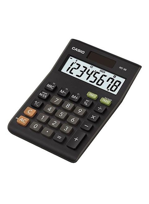 Casio 8-Digit Compact Calculator, Black/Grey/Green