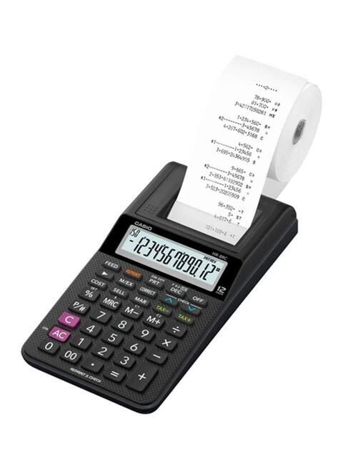 Casio 12 Digit Printing Calculator, Black