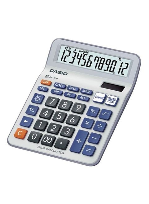 Casio 12-Digit Scientific Calculator, White/Blue/Black