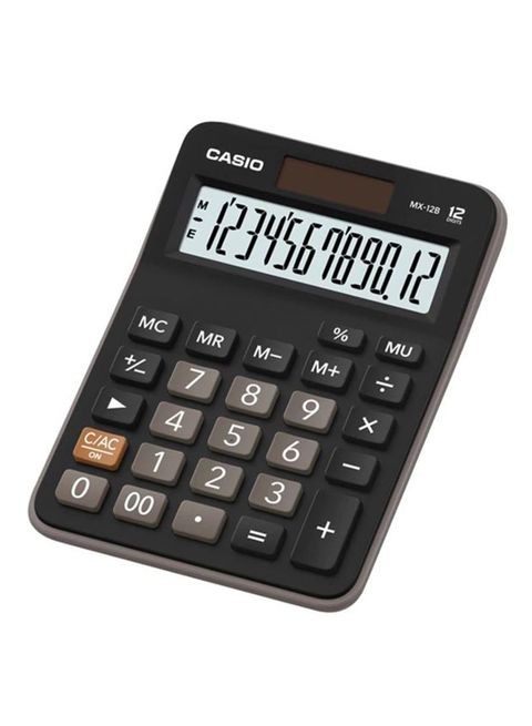 Casio 12 Digit Calculator, Black/Grey