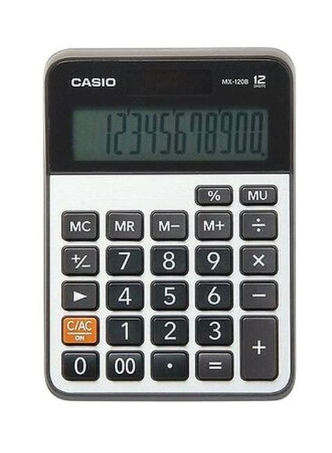 Casio MX120B Basic 12-Digit Calculator, Silver/Grey/Black