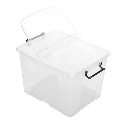 Strata, Made in UK, 40 Liter Smart Bin with Folding Lid, L50xW39.5xH32cm-STR-XW674-CLR/CLR-ST