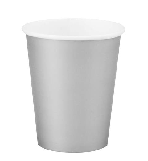 Party Time Silver Color Polyurethane Paper Cups 24 Pieces 9 oz