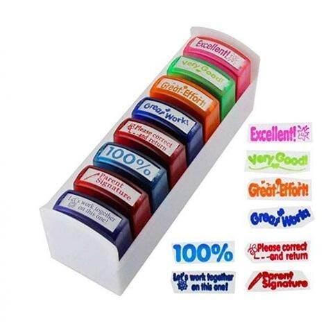 ALISSA 8Pcs Self Inking Colorful Rubber Stamp Set