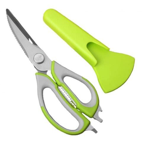 ALISSA Multifunctional Multipurpose Stainless Steel Kitchen Scissors, Heavy Duty Culinary Scissors, 8 in 1 Household Scissors with Magnetic Holder for Chicken, Fish, Seafood, BBQ