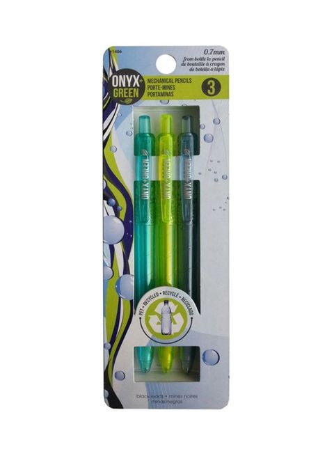 Onyx+ PET green mechanical pencils. (B2P) Eco-Friendly 3-Piece Pack 0.7mm