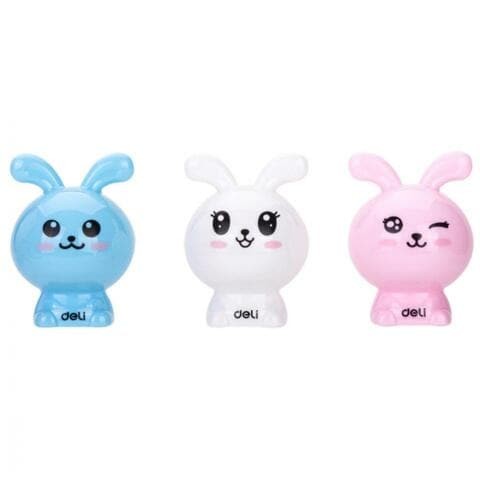 ALISSA Cute Bunny Manual Mini Pencil Sharpener for Kids Assorted Colors Blue/White/Pink - Set of 10Pcs