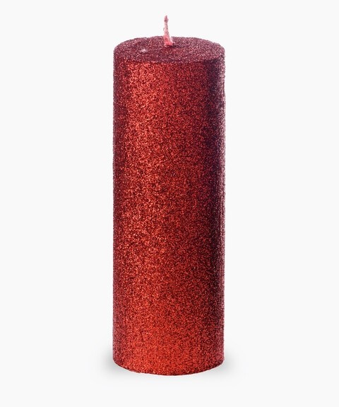 Red Glitter pillar candle