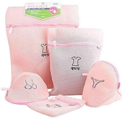 Aiwanto 5Pcs Laundry Bags Washing Cloth Bags Travel Storage Bags Wash Cloth Storage Bags