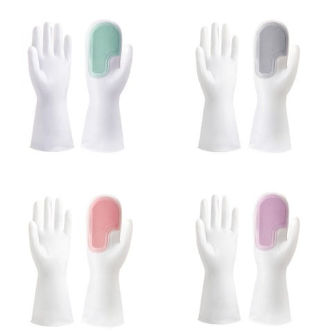 Magic Silicone Gloves With Wash Scrubber Random color