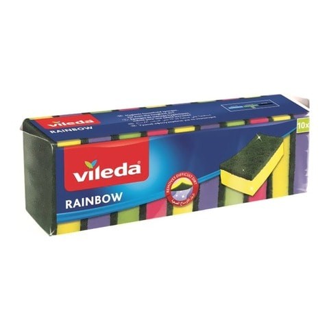 VILEDA SCOURING SPONGE RAINBOW X10