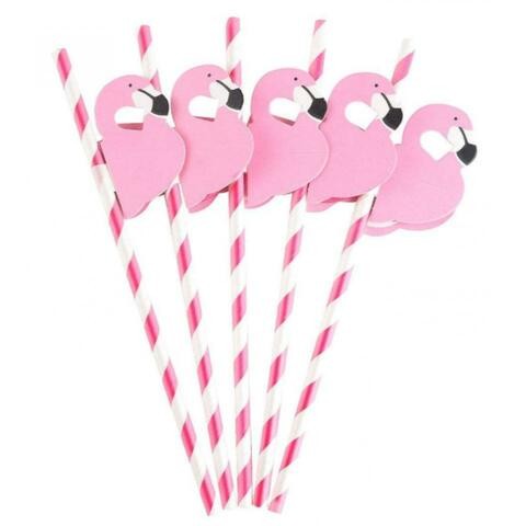 Alyssa Flamingo Paper Drinking Straw Party Decorations - 10 Pieces