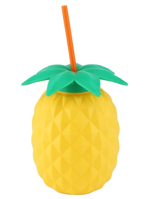 Plastic Pineapple Cup With Straw Lid HF4003060166