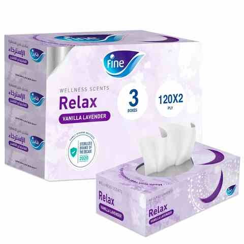 Facial Tissues, Vanilla Flavor, 120 Sheets, 2 Ply x 3 Pieces