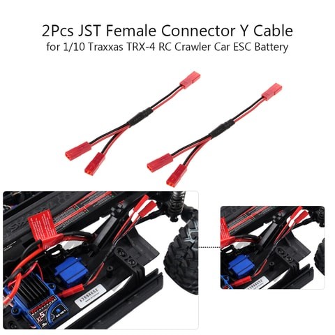 Generic-2pcs JST Female Connector Y Cable for 1/10 Traxxas TRX-4 RC Crawler Automotive ESC Battery