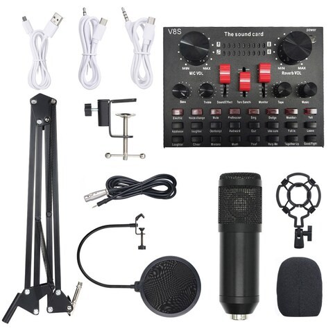 Generic BM800 Multifunctional Voice Recording Microphone Set (Black)