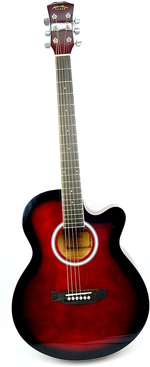 Mike 40 Inch Acoustic Guitar with Bag and Strap (40, Brilliant Red)