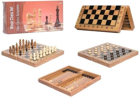 Beuente 3-in-1 Wooden Chess Set