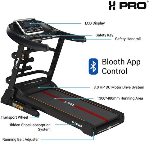 H PRO 6.0 HP PEAK (3.0 HP DC) Fitness Treadmill - Jogging Running Machine Home and Office Applications - HM795 (with Massager)