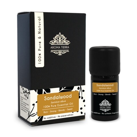 Aroma Tierra Sandalwood Essential Oil (Indian) - Aroma Tierra - 100% Pure & Natural - 5ml