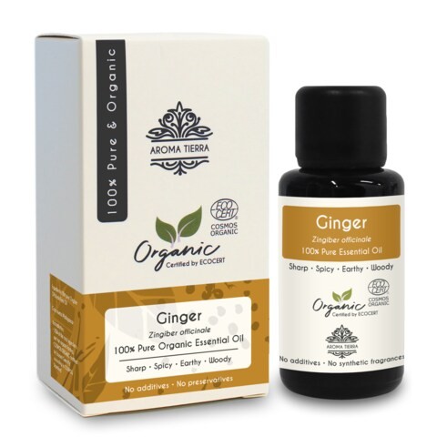 Aroma Tierra Ginger Essential Oil - Aroma Tierra - 100% Pure, Natural, Ecocert Certified Organic - 30ml