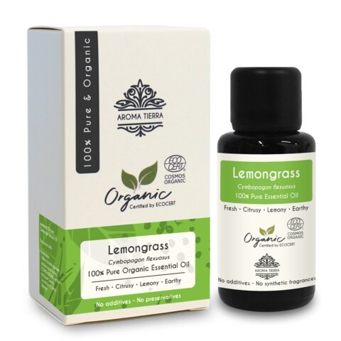 Aroma Tierra Lemongrass Essential Oil - Aroma Tierra - 100% Pure, Natural, Ecocert Certified Organic - 30ml