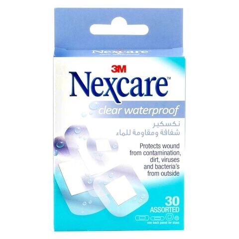 Nexcare Clear Waterproof Bandage 30 Assorted Pieces