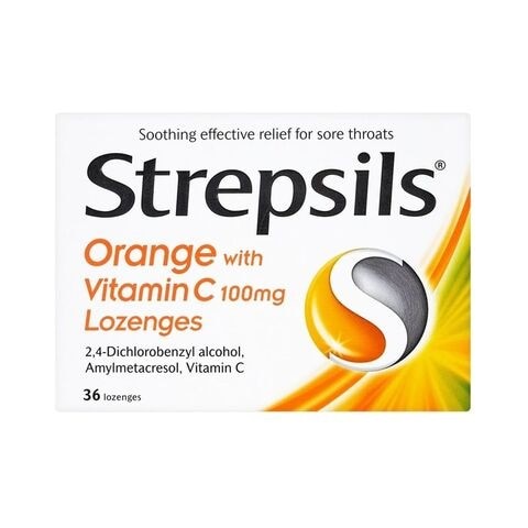 Strepsils Orange & Vitamin C 100 mg Pack of 36