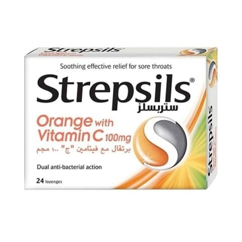 Strepsils Orange With Vitamin C 100 mg 24 Tablets