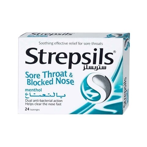 Strepsils for Sore Throat & Blocked Nose Menthol 24 Tablets