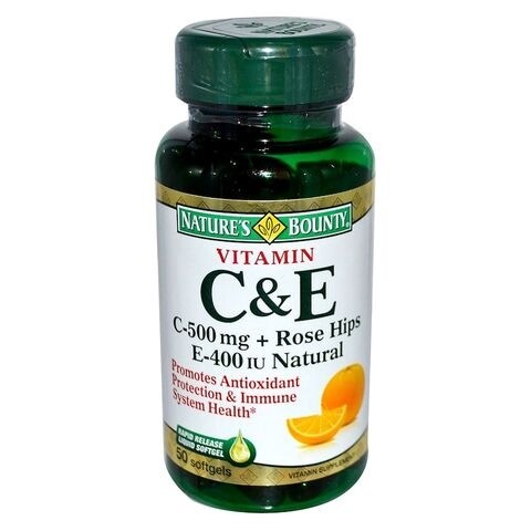 Nature's Generosity Vitamin C & E Rose Hips C 500mg E400IU 50 Softgels