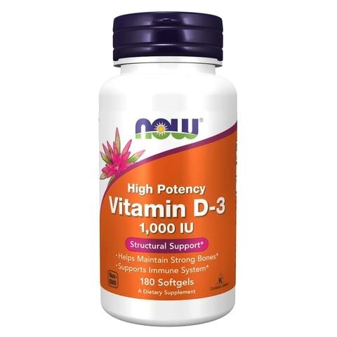 Now Vitamin D-3 1000 IU - High Strength Softgels 180 Pieces