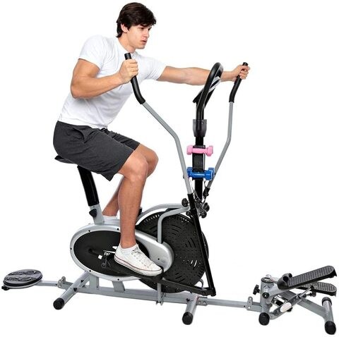 Skyland 5-in-1 Orbitrek Exercise Bike With Stepper, Twister & Dumbbell For Home Use Gym Bike- Em-1133