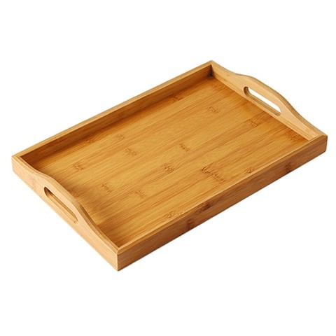 Bamboo bathroom serving tray with handles multipurpose for serving food and tea