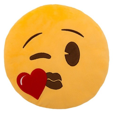 Emoji - 33 cm Pillow - Heart Kiss, Multipurpose Pillow Can Be A Stuffed Toy For Kids