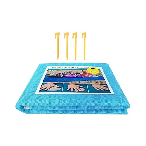 ALISSA-200x200cm, Sand Proof Blanket, Portable Sand Free Beach Mat for Picnic, Blue.