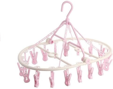 Aiwanto Drying Rack 18 Clip Drying Rack for Clothes Clip and Drip Cloth Hanging Rack (Pink)