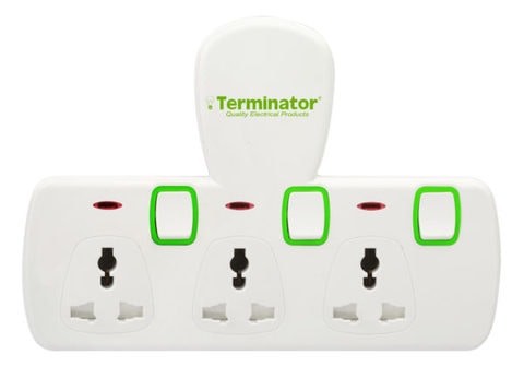 Terminator 3 Socket Universal Power Extension Socket with Single Switches and Indicators, 13A, EZMA Certified