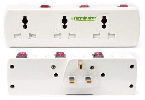 Universal socket with 6 outlets with 3 switches and an indicator from Terminator approved by ASMA