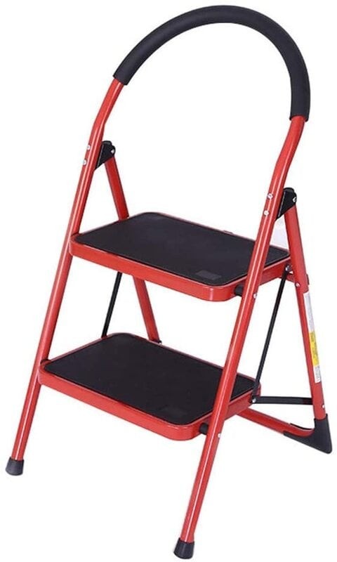 2 Steps Folding Steel Ladder HOME PURPOSE LADDER with Rubber Handgrip and NonSlip Treads, 330lbs Capacity Ladder, Foldable Ladders, Multicolor Step Ladder for Genral Maintinace Use etc