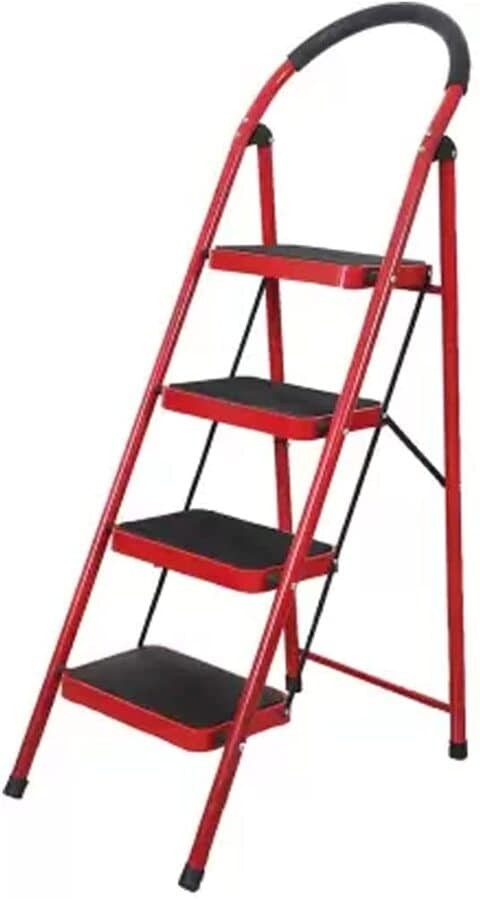 Folding Ladder Domestic Light Stepladder Household Combination Multifunction Steps Indoor Outdoor Home 4 Step, RED, FLDLS-4STEPRED