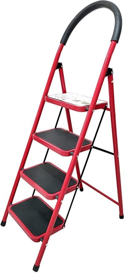 4 STEPS HOME PURPOSE LADDER with Rubber Handgrip and NonSlip Treads, 330lbs Capacity Ladder, Foldable Ladders, Multicolor Step Ladder for Genral Maintinace Use etc