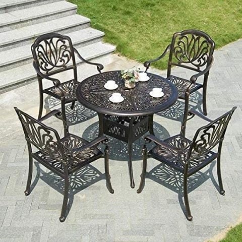 Yulan cast aluminum coffee table chairs set