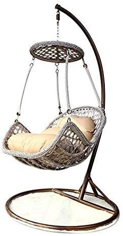 Yulan Hanging Rocking Chair with Cushion and Stand (Grey)